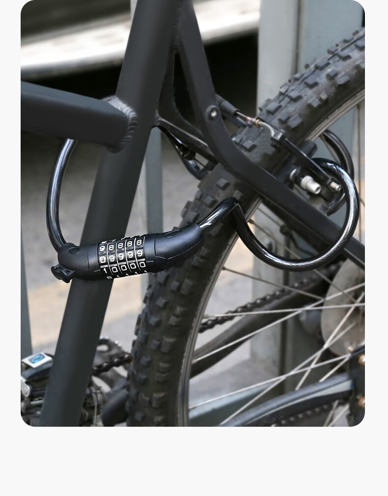 Siwangongli Five-Digit Combination Bicycle Lock for Mountain And Road Bikes with Thickened Steel Cable, Anti-Theft Lock with Night Vision Light, Blue 11