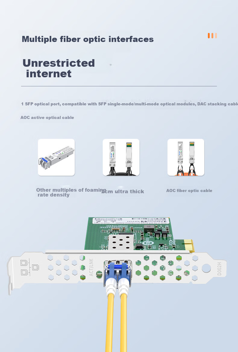 EB-LINK Intel I210 Chip PCIE X1 Gigabit Single-Port SFP Fiber Optic Network Card Server Desktop Computer Network Adapter (Stable Version) 8