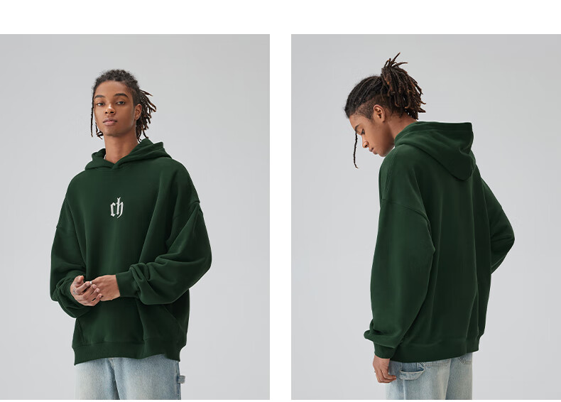 CHINISM CH Sweatshirt for Men, Spring And Autumn Classic Simple Couple's Top, Heavyweight American-Style Hoodie, Sports Casual Pullover Hooded Sweatshirt 37