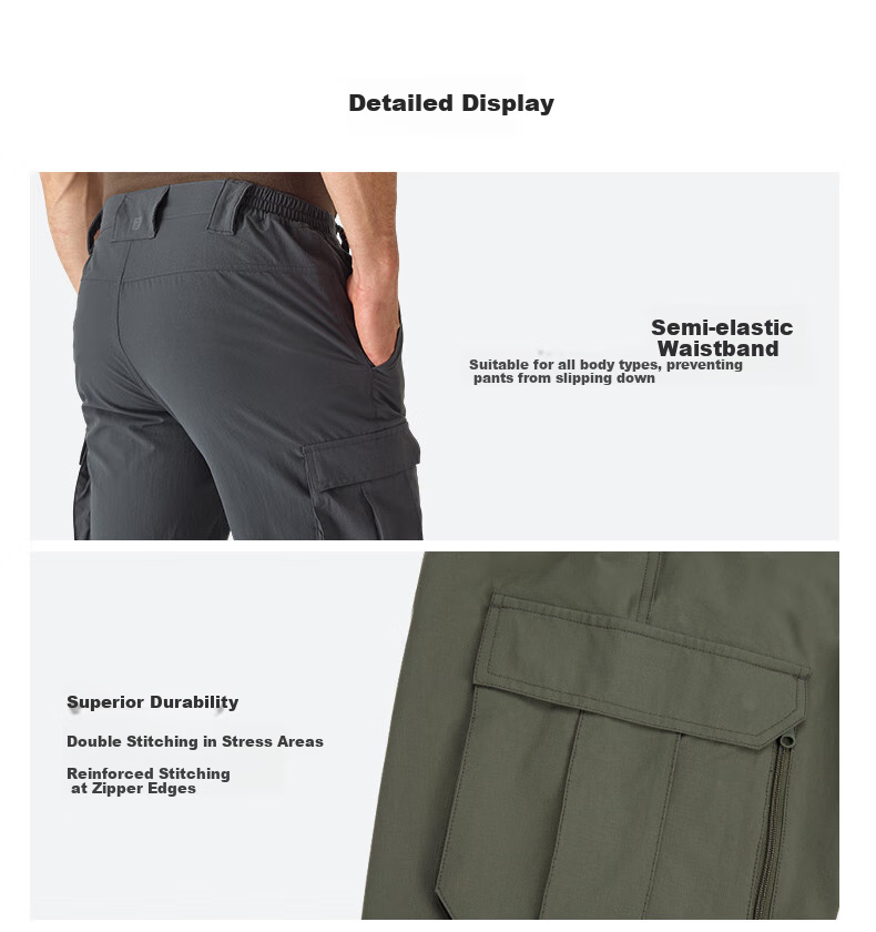 DECATHLON Elastic Quick-Dry Pants for Men, Outdoor Hiking Trousers, Climbing Pants, Sports Long Pants, Gray-Green Color, Size S-2747127 8