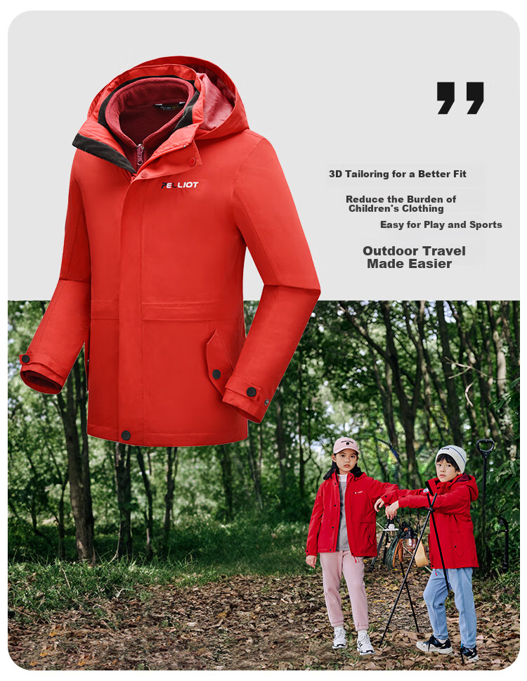 Pelliot [Classic 2.0] Children's Functional 3-In Outdoor Jacket for Autumn And Winter Warmth, 13440137, Pink, Size 165 10