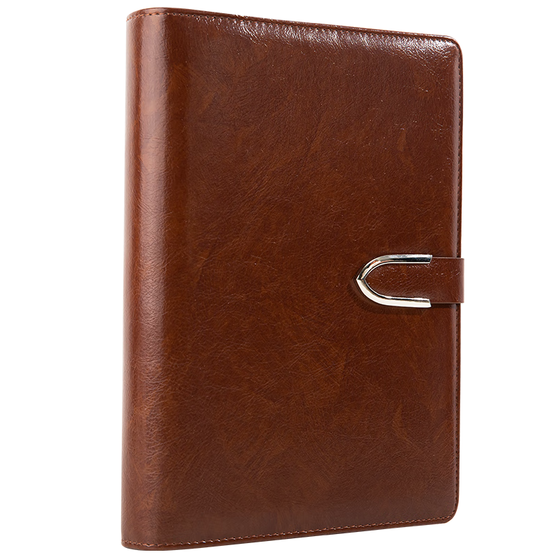 Jindeli A5 Loose-Leaf Notebook, 6 Holes, Detachable Refill, Leather Cover, Business Notebook, Multifunctional Journal, Office Stationery, Work Meeting Record Book, Planner, Brown NT205A
