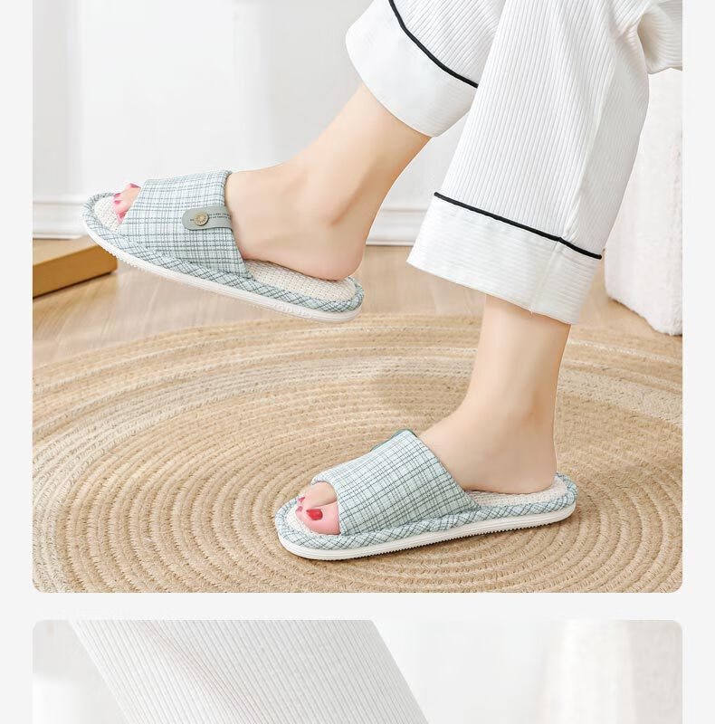 Huameijianbu Linen Slippers, Non-Slip, Couple's Home Indoor Soft-Soled Cotton Linen Floor Slippers, HM6130, Pink, Size 40-41 12