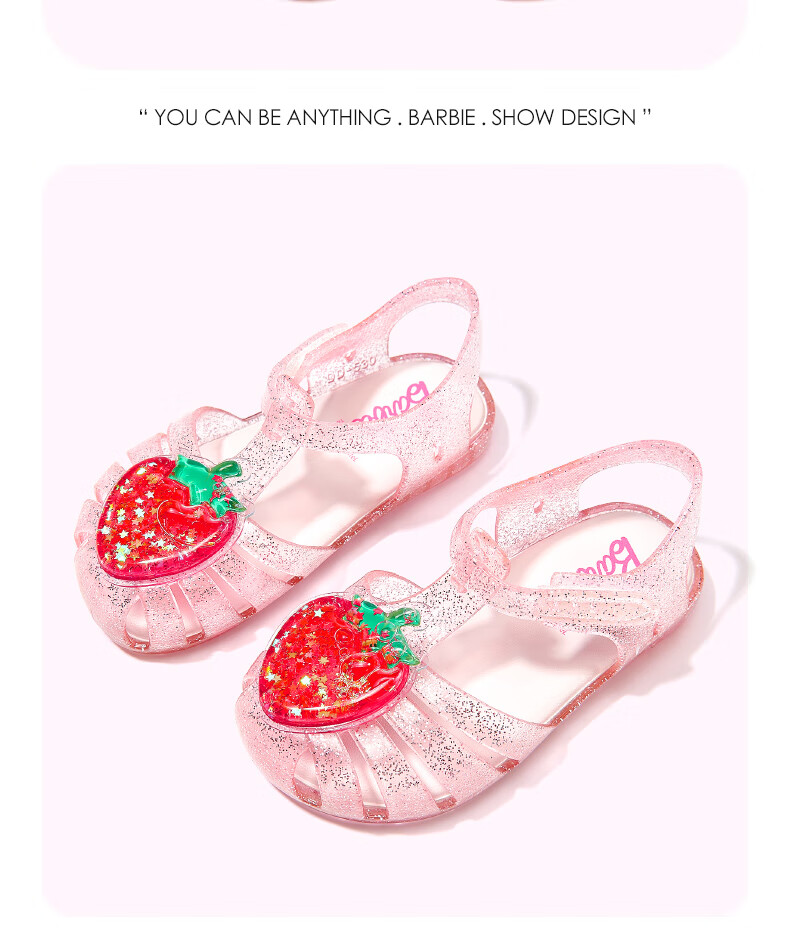 Barbie Kids Girls Summer Closed-Toe Jelly Sandals Outdoor Non-Slip Velcro DA7232 Pink Size 25 4