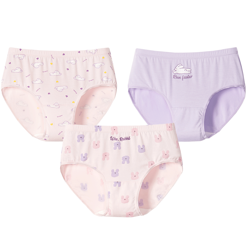 Jiusuiban Girls' Underwear, 50s Modal Antibacterial Thin Triangle Panties for Older Children, Baby A-Class Cartoon Cute Rabbit Shorts