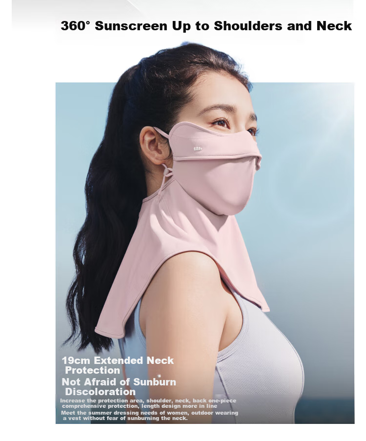 Beneunder Full Face Sun Protection Mask for Women, Neck Guard UV Protection Face Mask in Gray Lotus Pink AL342 2