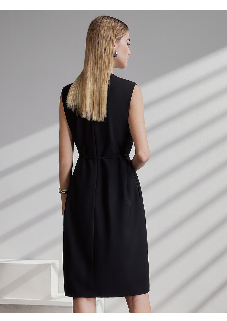 G2000 [Delivery Belt/multidirectional Elastic] Women's Department Store Style Spring And Summer Sleeveless Dress, Black, L/38 4
