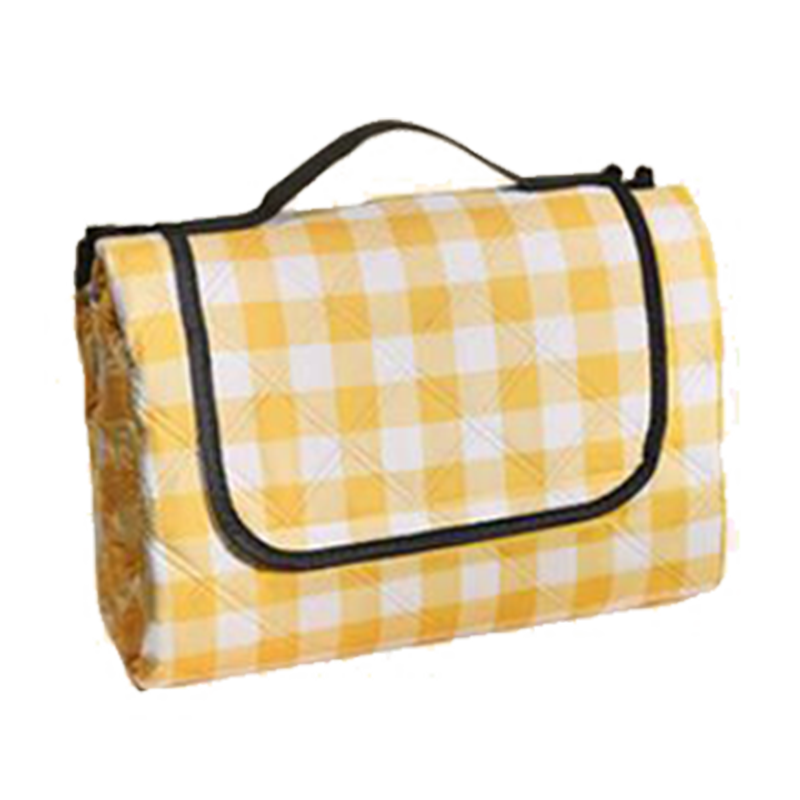 Etravel Ultrasonic Picnic Mat, Outdoor Thickened Machine Washable Moisture-Proof Camping Mat for Dining And Sleeping, Yellow And White Checkered Pattern 2*2 Meters