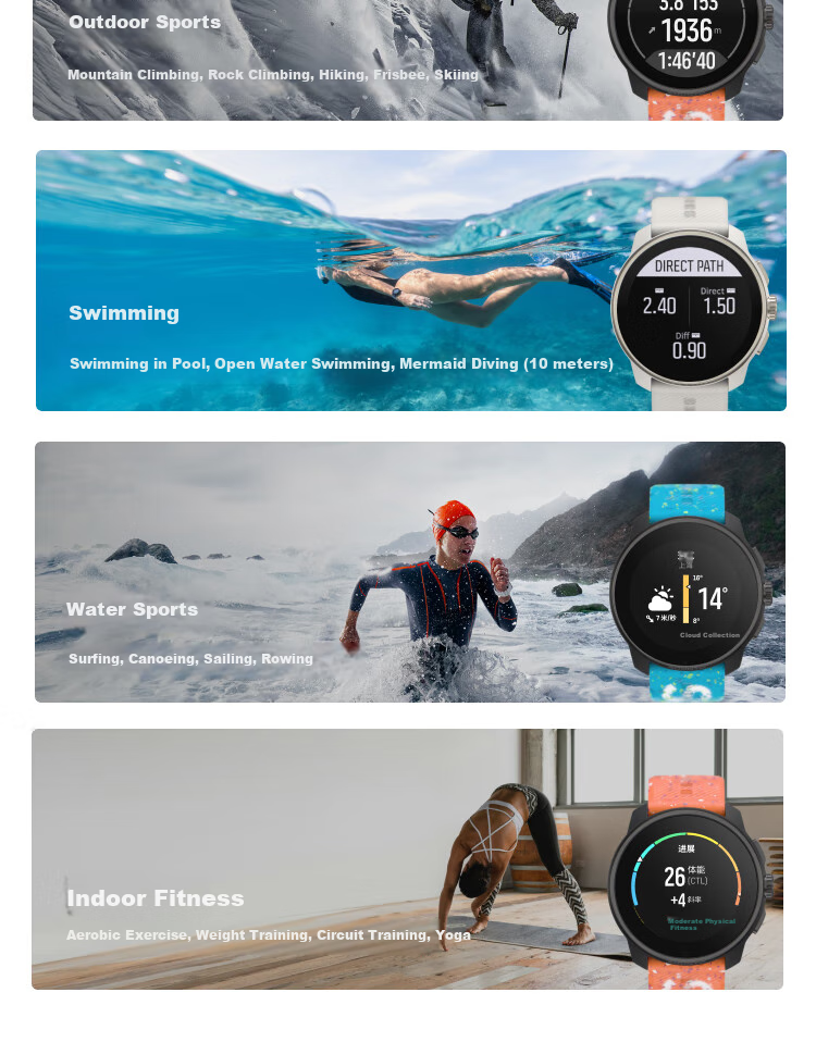 SUUNTO RACE S Lightweight Outdoor Training Wristwatch, Professional Running Sports Smartwatch Birthday Gift, White Pine Gree 9