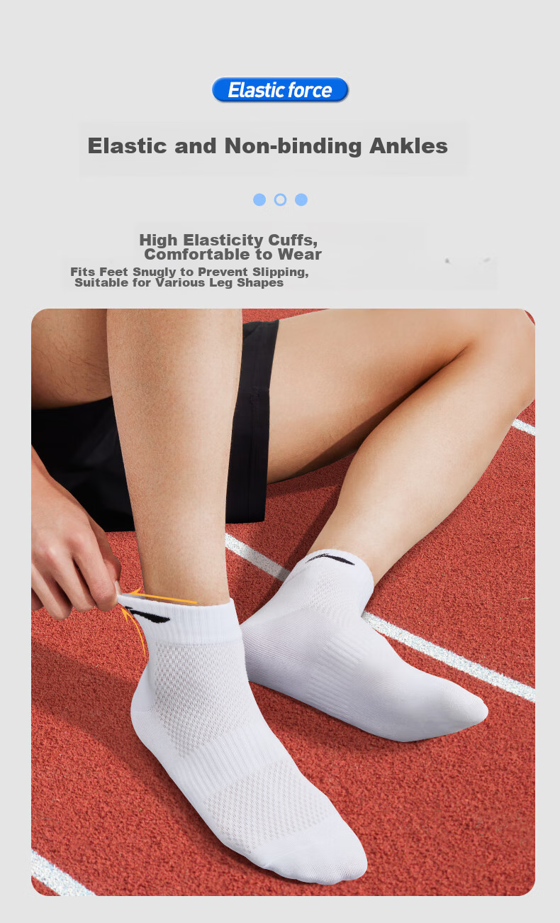 Li-Ning Socks for Men And Women (3 Pairs), Cotton Socks for All Seasons, Sweat-Absorbing, Running, Antibacterial, Breathable White Lifestyle Socks 8