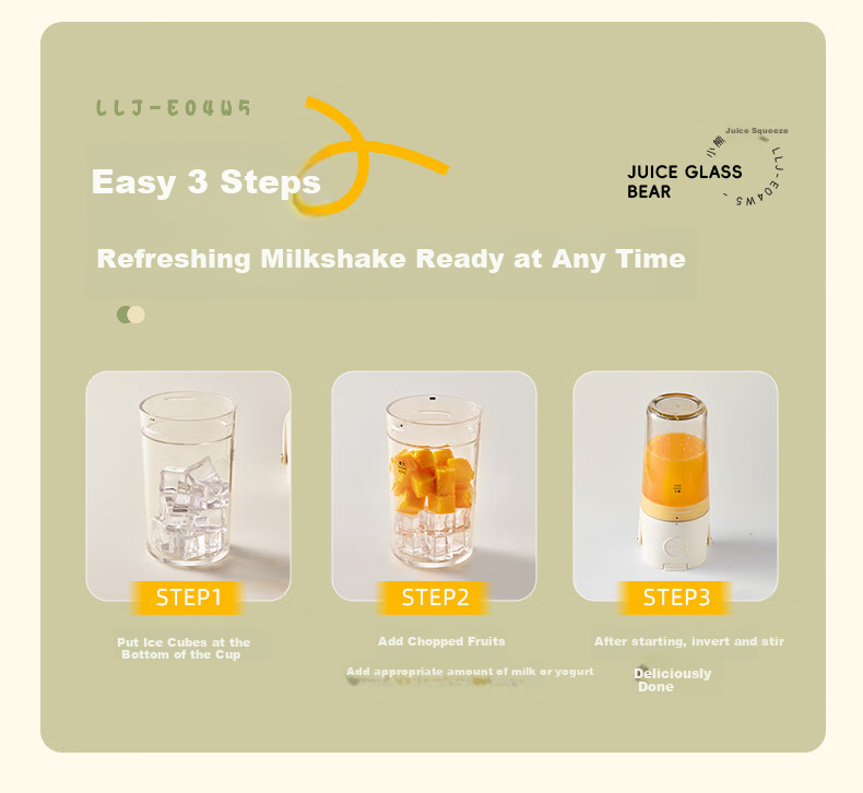Bear Portable Juicer Wireless Charging Juice Cup Large Capacity Outdoor Personal Blender Small Ice Crushing Fruit Juicer Bottle 19