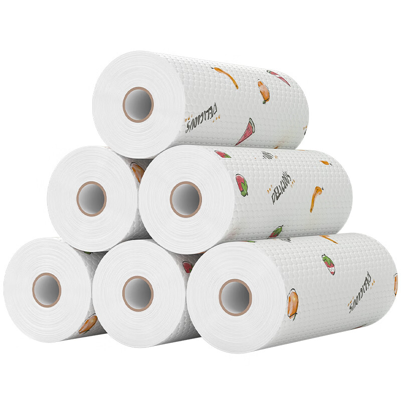 CHUSHE Lazy Cleaning Cloth, 25*25cm, 6 Rolls, Extra Large And Thick, Kitchen Paper, Disposable Wipes, Dishwashing Cloth, Wet And Dry Use