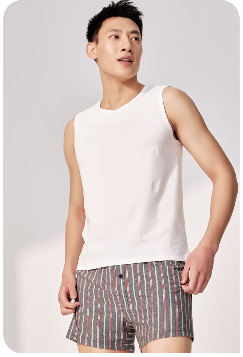 Yiershuang Premium Summer Men's Round Neck Wide Shoulder Tank Top, 40 Count Xinjiang Cotton, Wearable Undershirt Vest 17