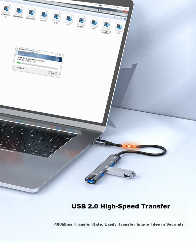 Jinghua Type-C Hub USB3.0 Four-Port Expansion Dock HUB One-To Splitter Computer Laptop Converter IPad Phone Adapter Alloy Black And Gray N803 5