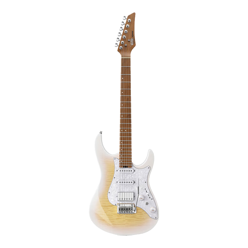 DONNER DST 550 Electric Guitar for Beginners, Intermediate Level, Adults, Men And Women, Electronic Guitar for Rock Music, Tiger Pattern Amber
