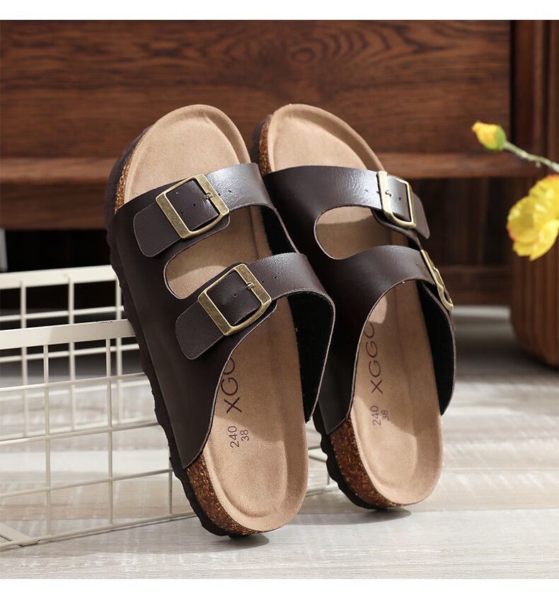 XGGC Cork Slippers for Men, Summer Trendy Non-Slip Thick-Soled Couple's Slide Sandals, Women's Outdoor Wear, White, Size 36 12