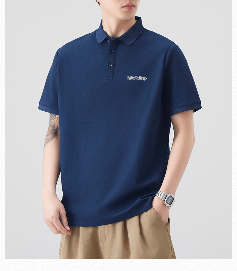 MMOPTOP Father's Day American Print Ice Silk Polo Shirt T-Shirt Men's Summer Business Casual Short Sleeve MP15 Black M 7