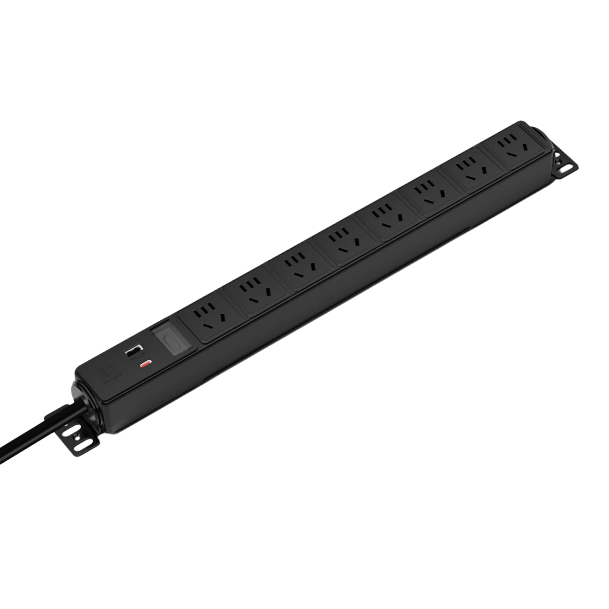 DEMUPDU Power Strip, 8 Outlets, 20W Fast Charging Socket, Overload Protection, Extension Cord/Power Bar/Line Board/Trailing Board DM-10AX Black, 1.5 Square Mm, 1.8 Meters
