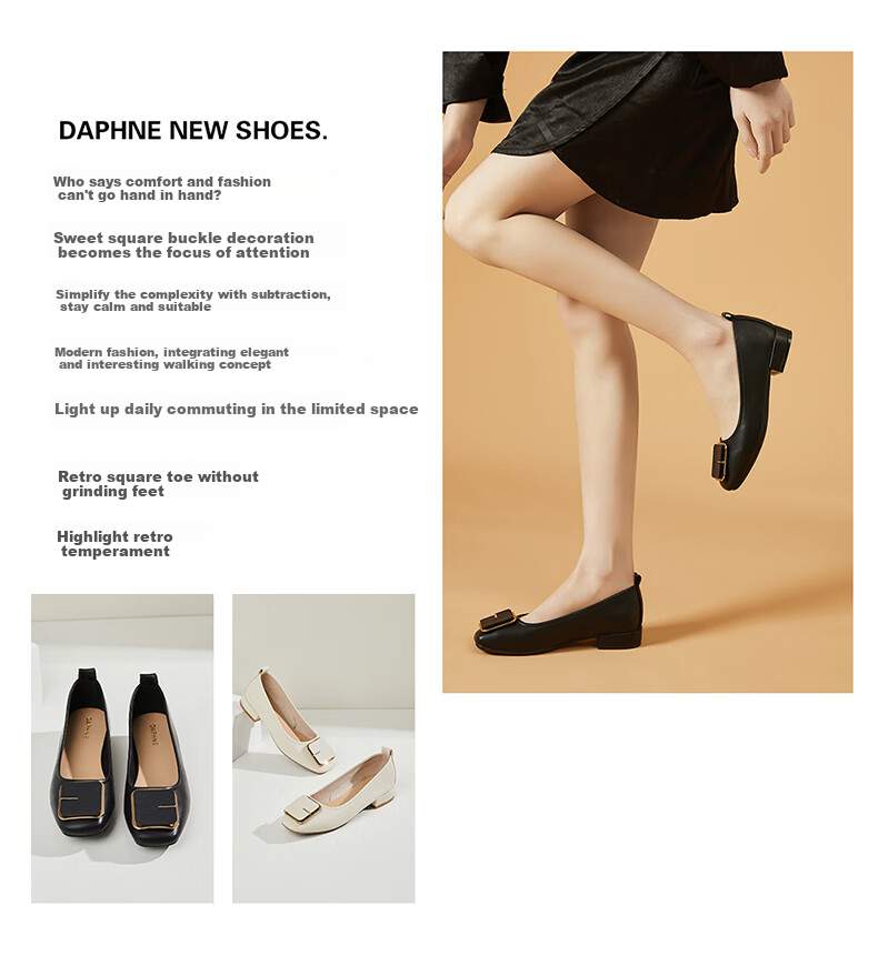 DAPHNE Chunky Heel Elegant Fashion Women's Pumps Versatile Commuter Work Shoes for Women 4623101107 Black Size 34 1