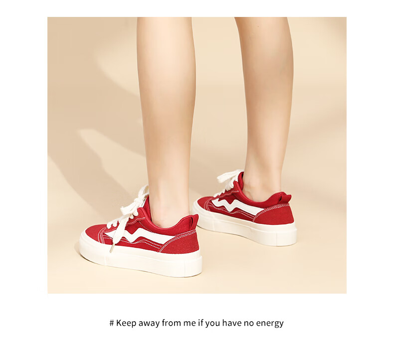 ZHR Canvas Shoes for Women, Classic Versatile Student Sneakers, Comfortable Breathable Thick-Soled Casual Women's Shoes, CS11 Red, Size 38 12