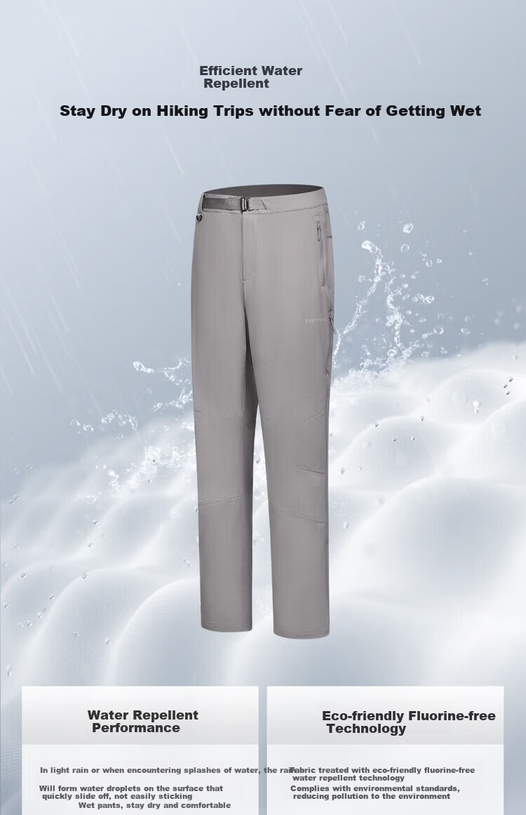 SURPINE Yueshan Series Lightweight Hiking Wear-Resistant Water-Repellent Breathable Soft Shell Pants for Men, Moon Stone Gray - Lightweight Version, Size M 5
