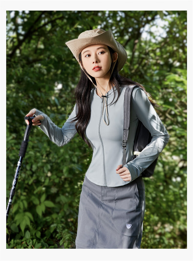 LangSha Slim Fit Sunscreen Jacket for Women Summer New Ice Silk Slimming Outdoor UV Protection Hooded Sports Coat 18