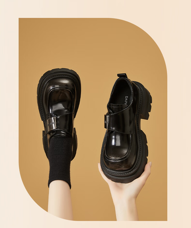 DAPHNE Thick Sole Loafers Women 2025 New Winter Black Casual Soft Sole Slip-On Shoes 7