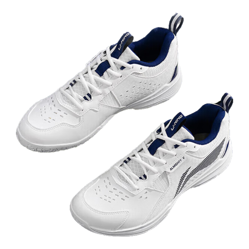 Li-Ning Badminton Shoes All-Round King V2.0 Unisex Shock-Absorbing Non-Slip Training Sports Shoes, Standard White/navy Blue, Size 38