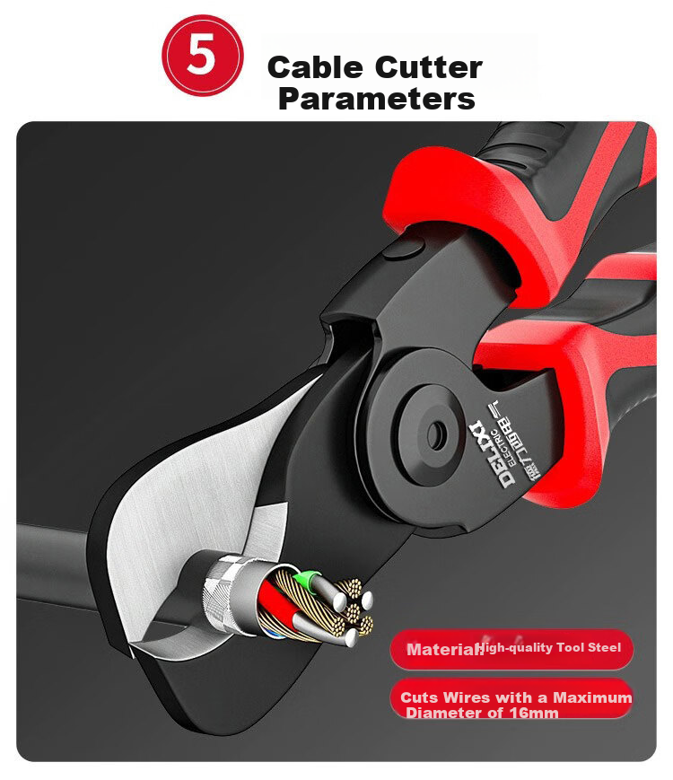 DELIXI ELECTRIC 5-In Multifunctional Pliers Set Including Wire Cutters, Pliers, Strippers, Electrician's Crimping Pliers 9