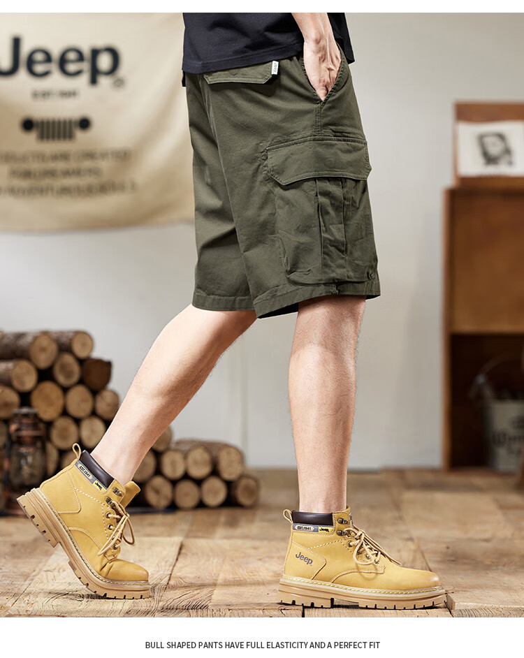 JEEP Men's Cargo Shorts, Five-Point Casual Style, Summer 2026 Thin Version, Loose Straight-Leg High-Quality Breathable Mid-Length Pants for Me 5
