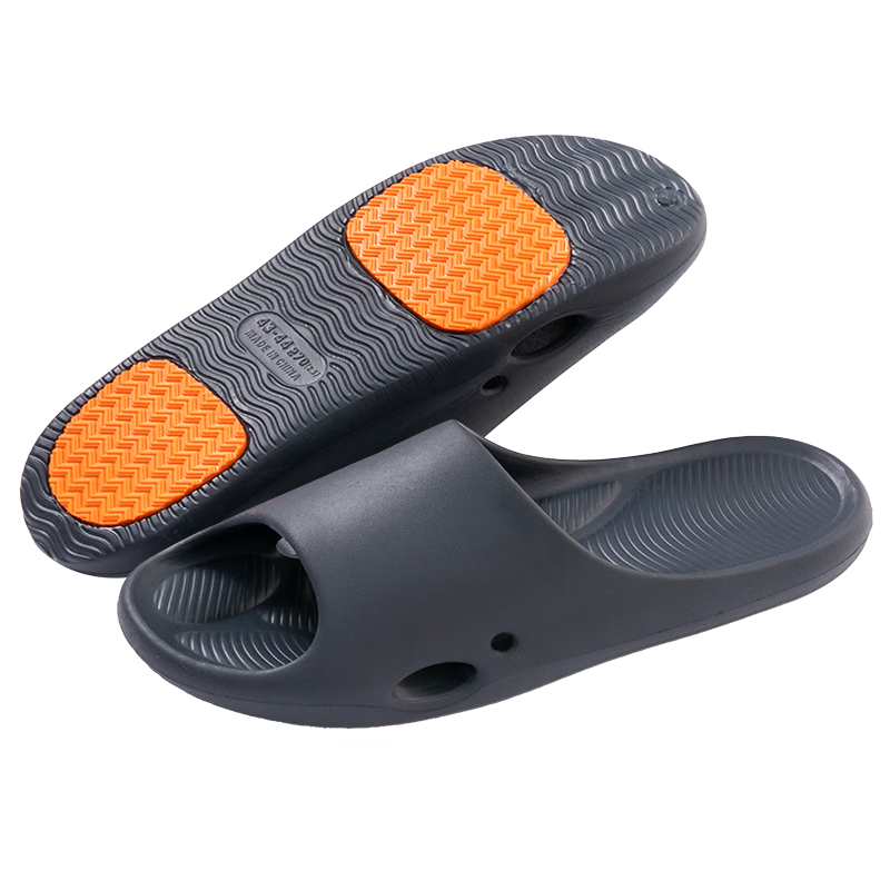 JD Original [True Non-Slip] Bathroom Slippers, EVA Odor-Resistant, for Elderly And Pregnant Women, Spring And Summer, Men's Carbon Gray, Size 43-44