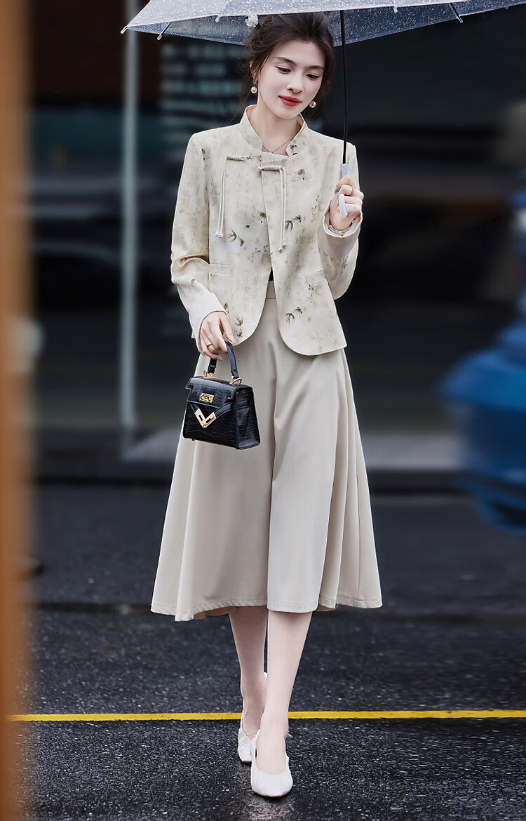 Dme [Jinyuhuaohuo] Autumn Chinese-Style New Mandarin Collar Lapel Long-Sleeve Elegant Button-Up Jacket Women's Outerwear 9