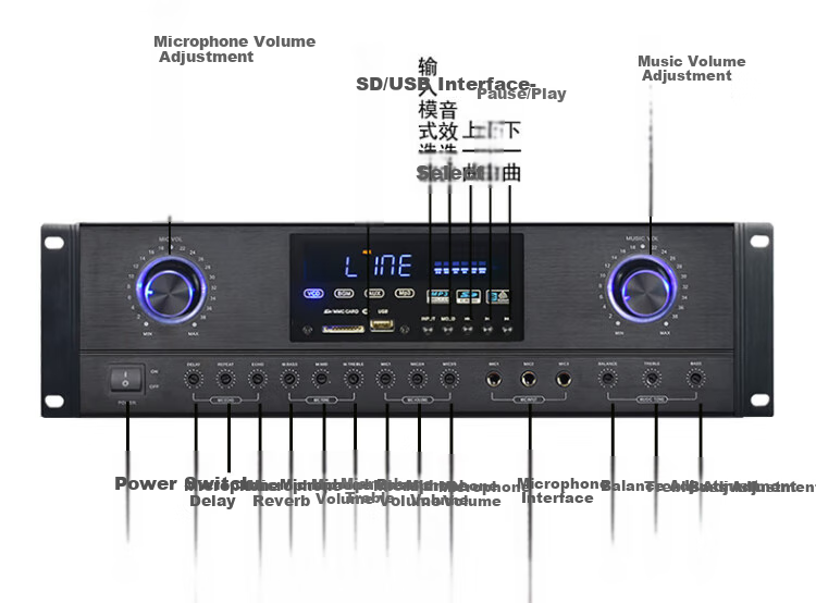 KIB KG1500 Home Theater Bluetooth Amplifier, Professional TV Karaoke Power Amplifier 9