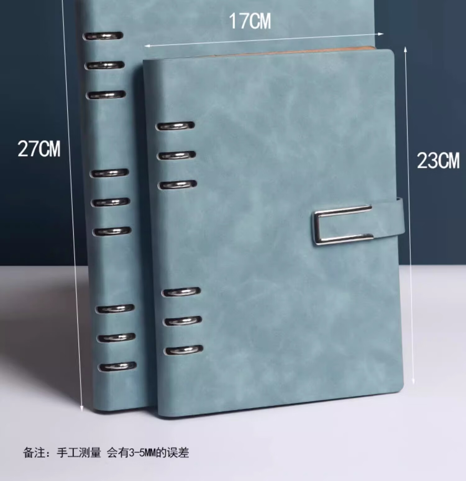 Tangyi B5 Blue-Gray 9-Ring Leather-Bound Loose-Leaf Notebook, 100 Sheets, 200 Pages, Premium Business Work Notebook, Study Journal, Office Meeting Record Book, Customizable Logo 3
