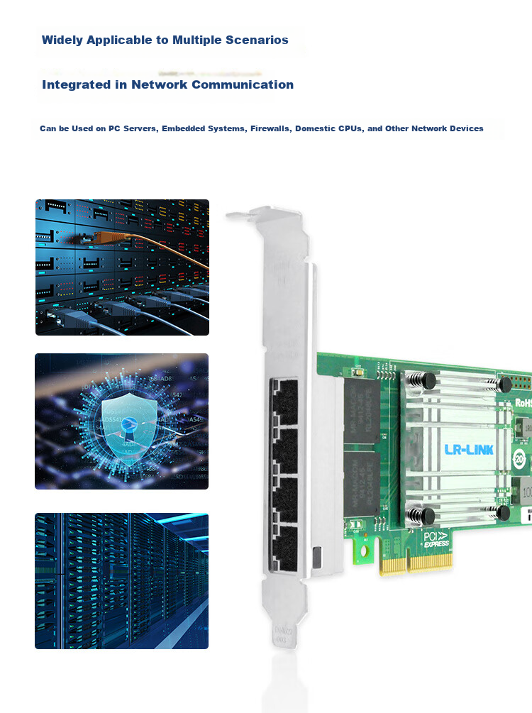 LR-LINK Lianrui LRES2025PT PCIex4 Gigabit Four-Port Server Network Card, Industrial Camera Machine Vision GigE Wired Network Card, Domestic Chip Compatible with I350-T4 7