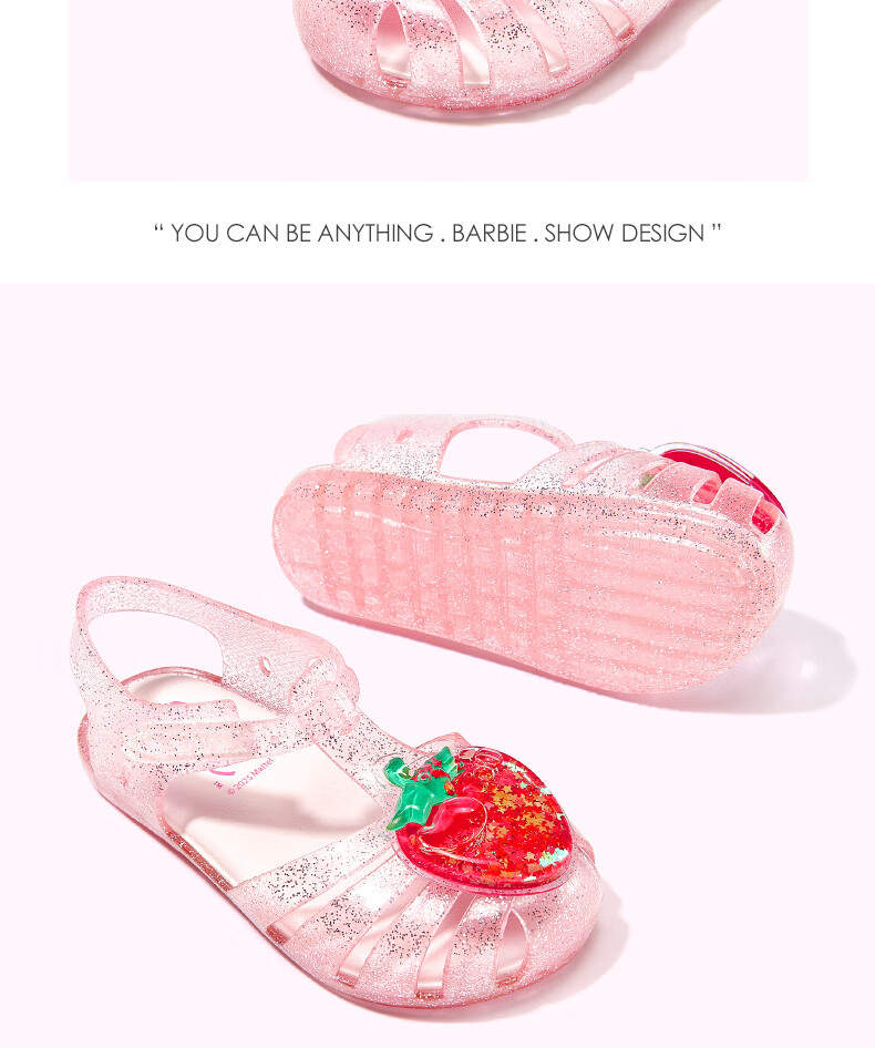 Barbie Kids Girls Summer Closed-Toe Jelly Sandals Outdoor Non-Slip Velcro DA7232 Pink Size 25 9