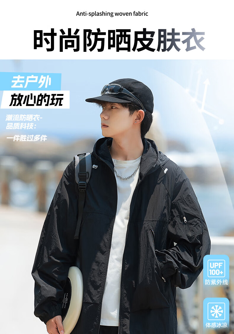 LangSha Men's Sunscreen Jacket Original Yarn Ice Silk Spring Summer UV Protection Ultra-Thin Breathable Outdoor Skin Jacket Fishing Coat 1