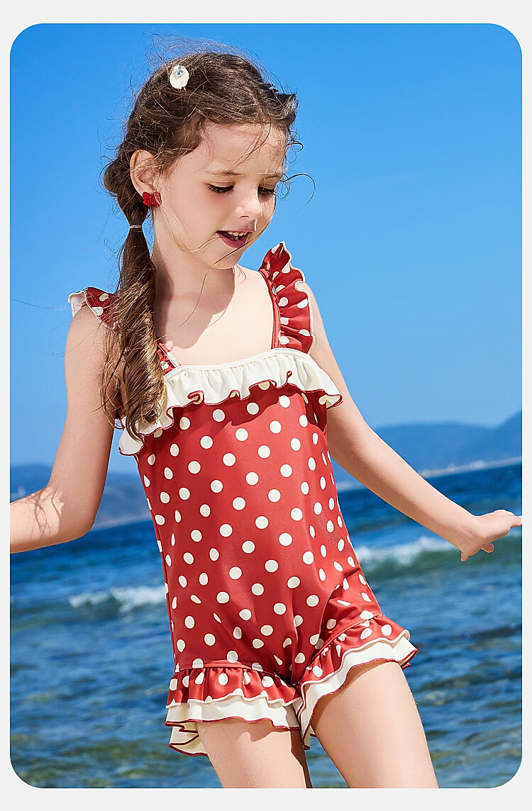 ASK JUNIOR Kids Sunscreen Swimsuit Summer Girls Teen Hong Kong Style One-Piece Swimwear Youth Beach Vacation 160 1