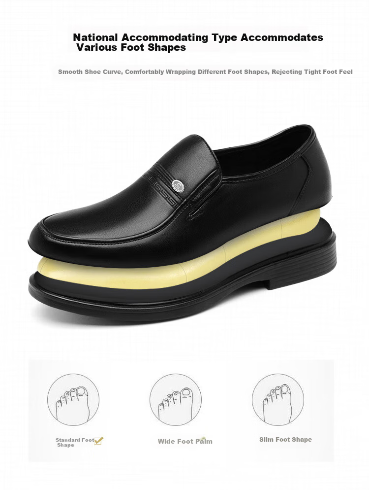 EGCHI Men's Slip-On Leather Shoes, Wear-Resistant Soft Sole, Driving Fashion Business Casual Shoes X222802 Black 38 8