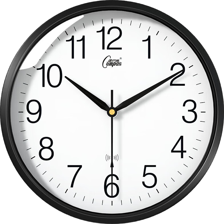 Compas Radio-Controlled Clock, Automatic Time Synchronization, Exam Room Living Room Metal Wall Clock, Model 2037 Black (40cm)