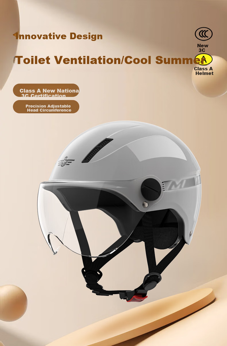 Mypick Electric Bicycle Helmet Summer Half Helmet A-Class National Standard 3C Certified Sun Protection Breathable Unisex Safety Helmet for Electric Scooters And Motorcycles Fashionable Gray with Short Visor 1