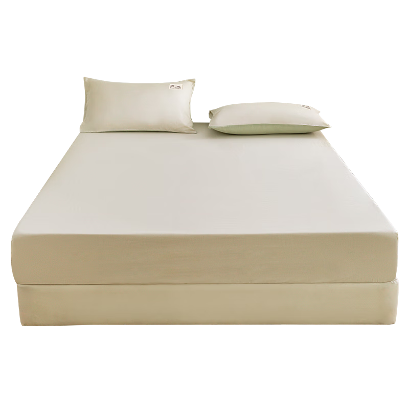 Hengyuanxiang Class A Antibacterial 100% Cotton Fitted Sheet Single Piece Non-Slip Stain-Resistant Full Coverage Cream White 180x200x30cm