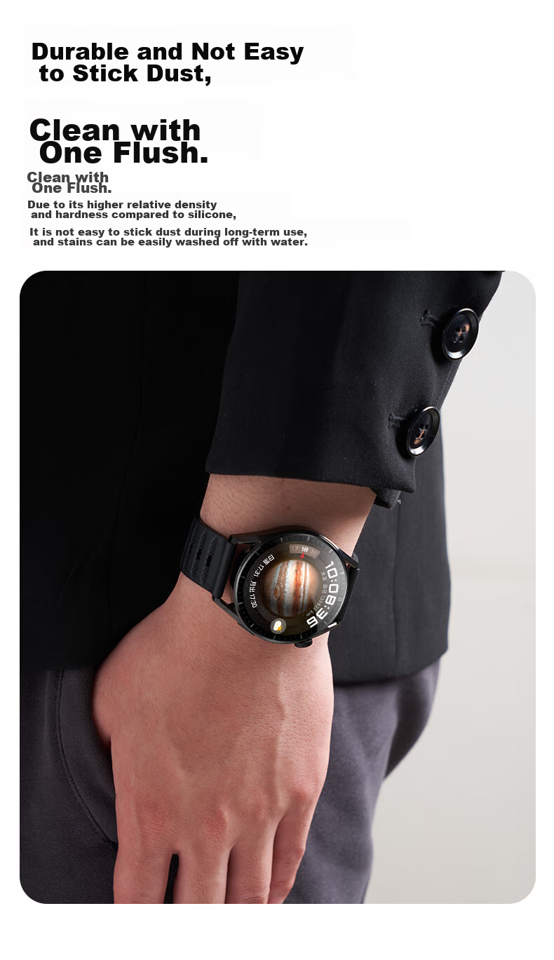 Watchbond Compatible with Huawei Watch 6/6 Pro/5/GT7 Pro/6 Pro Strap, GT7/6/5/4 Men's FKM Fluoroelastomer Watch 4 Pro Business Style 46mm Wristband 11