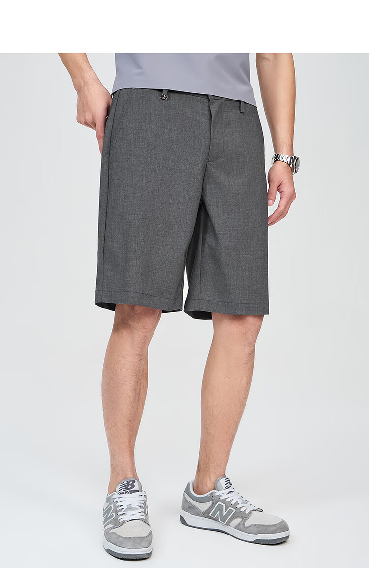 DANCING WOLVES [Cool Mulberry Silk] Four-Way Stretch Summer Commute Versatile Casual Shorts for Men, 015 Dark Gray, Size 36 5