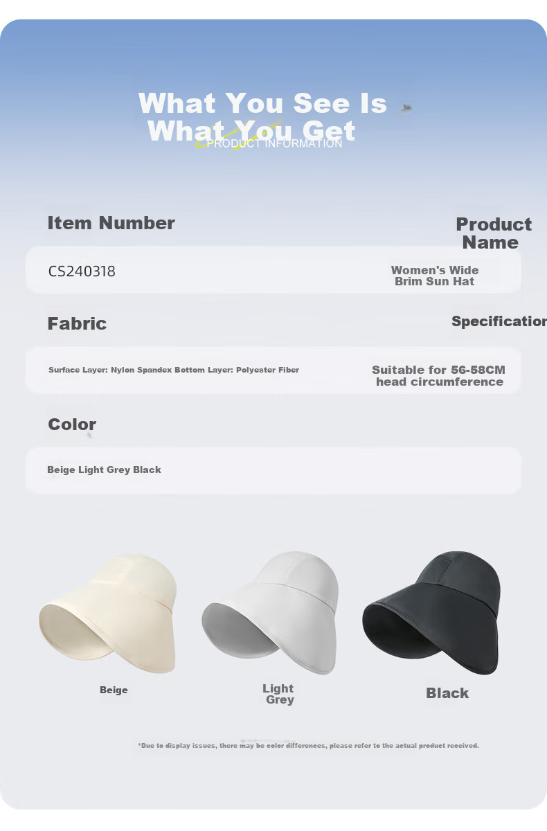 CACUSS Women's Summer Sun Hat, Outdoor UV Protection Face-Covering Wide-Brimmed Fishing Hat, Light Gray 6