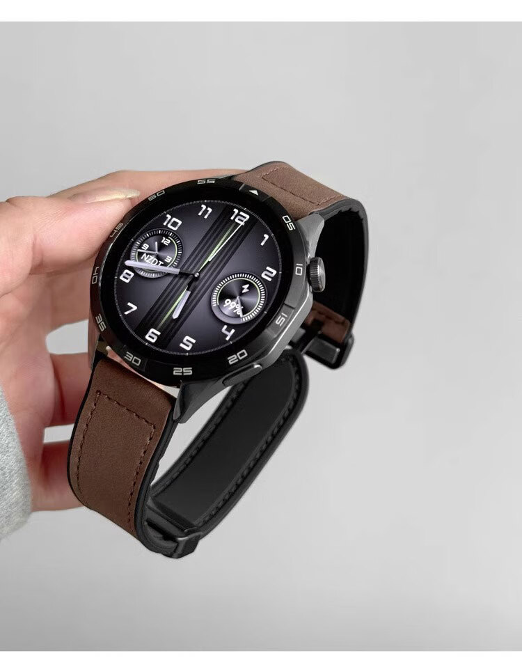XUANDAI Suitable for Huawei GT5/GT4 Watch Strap, GT6 Men's Watch, Crazy Horse Leather Folding Clasp, GT3/2 Magnetic Watch 5/4 Pro/GT5 Pro Wristband, Ultimate Watch Strap 1