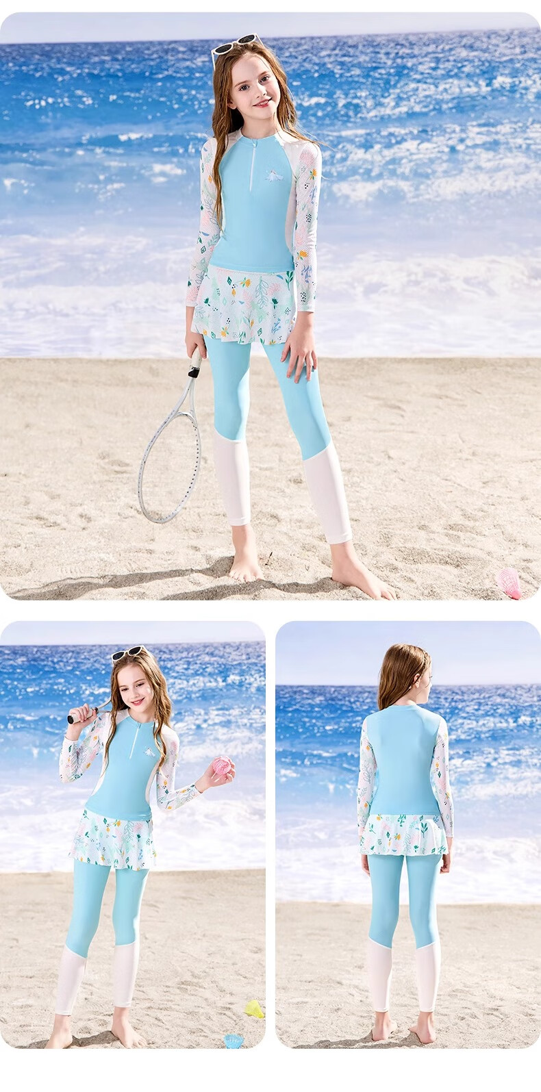Disney Girls' Swimwear Set for Kids 6-12 Years, Two-Piece Long Sleeve and Pants, Sun Protection, Large Kids Swimming Suit D35071 Pink Size 140 14