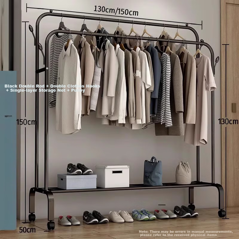 Quanpinwu Clothes Drying Rack, Floor-Standing, for Hanging Clothes on Balcony, Indoor, Bedroom, Dormitory, Home Use, Drying Pole, Simple Shoe And Hat Storage Rack 13