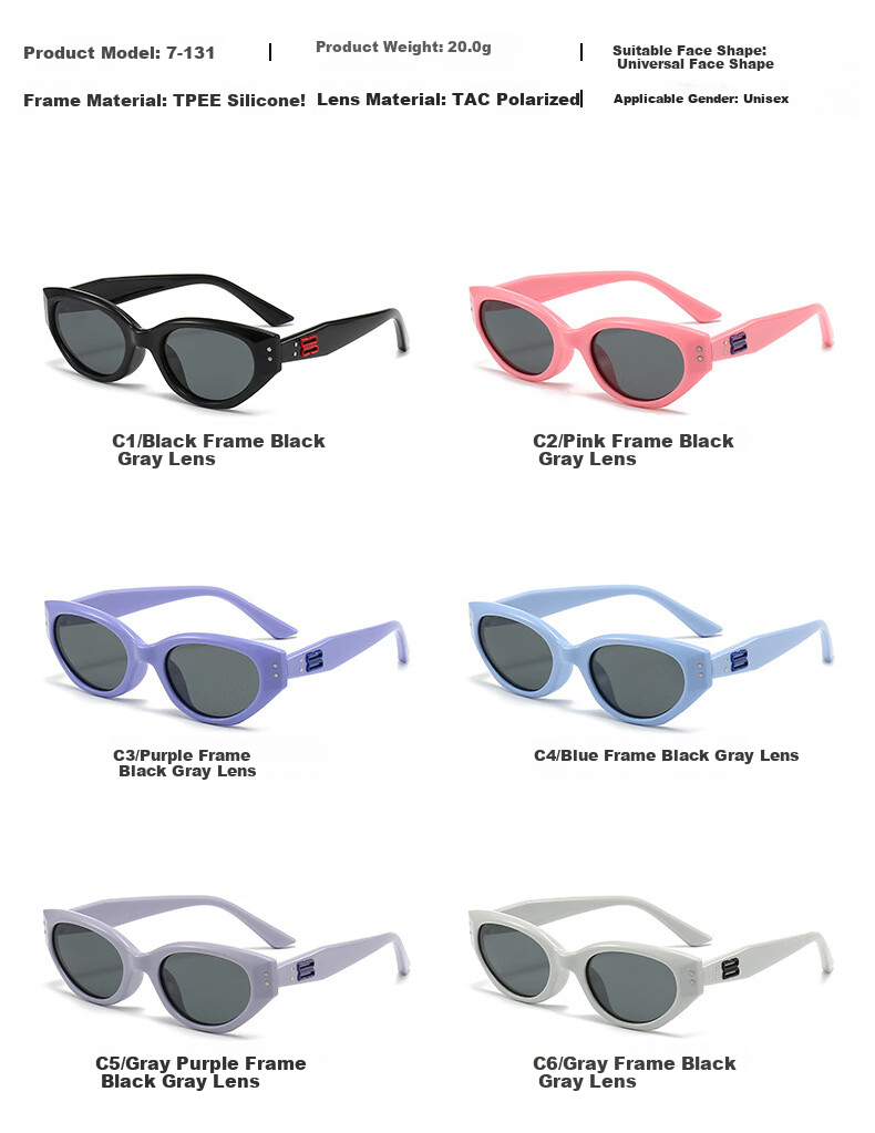 Angelamiao Children's Sunglasses, Polarized Sunglasses for Boys And Girls, Fashionable Cat-Eye Sunglasses 8