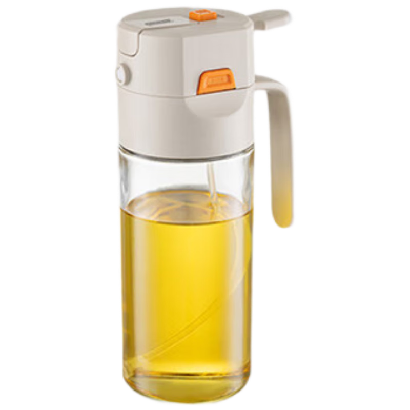 Double Gun Oil Dispenser Spray and Pour Two-in-One Atomizing Edible Oil Glass Bottle Kitchen Household Oil Drip-Free